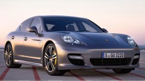 2011 Porsche Panamera Turbo S In Dark Grey Front Side Pose
